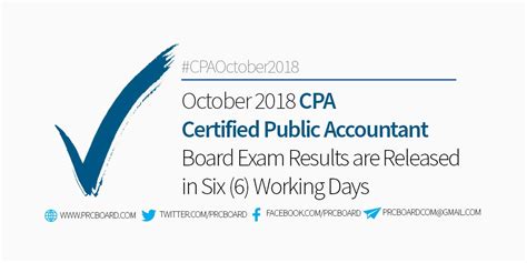 CPA Board Exam Results October 2018 Released in Six (6) Working Days.